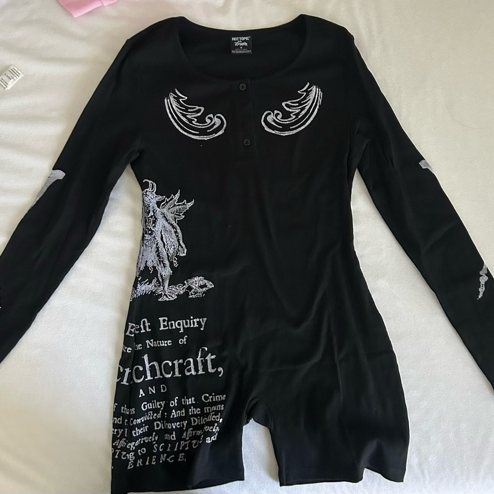 Black Long Sleeve Graphic Romper